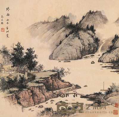 孙天牧 终南山下有此景 立轴 62.5×63.5cm